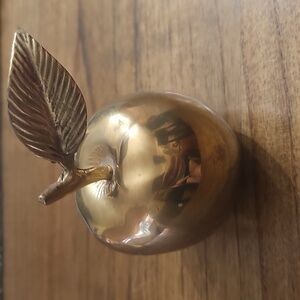 Solid Large Brass Apple Decoration Paperweight Teacher Gift Collectible EUC